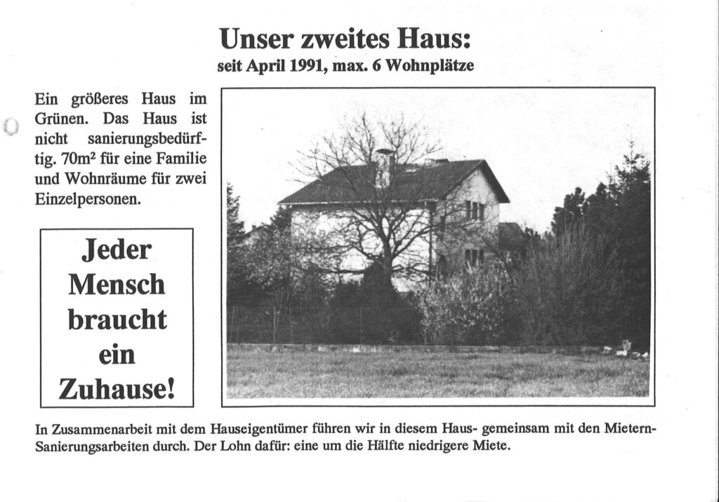 Zeitungsartikel zum zweiten Haus des Verein Wohnen.