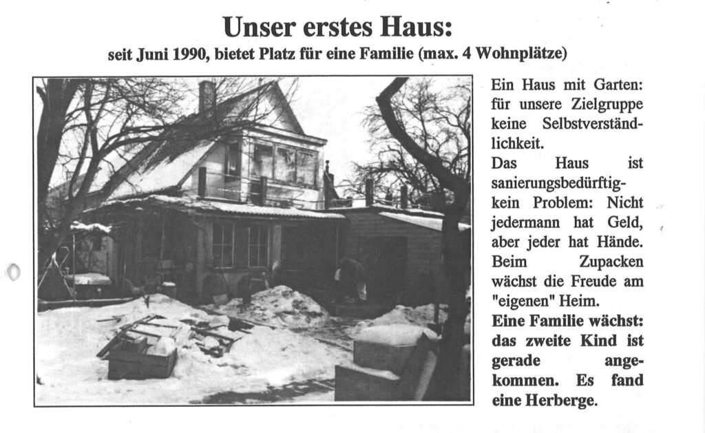 Zeitungsartikel zum ersten Haus des Verein Wohnen.