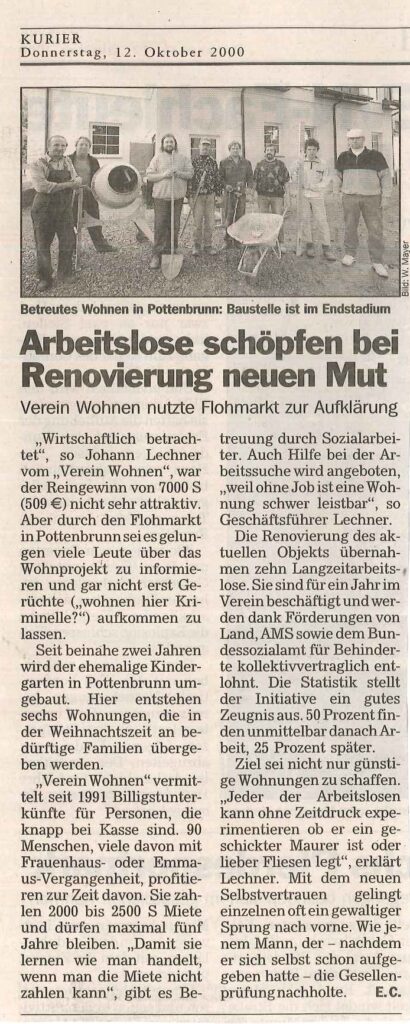 Kurier Artikel vom 12.10.2000.
