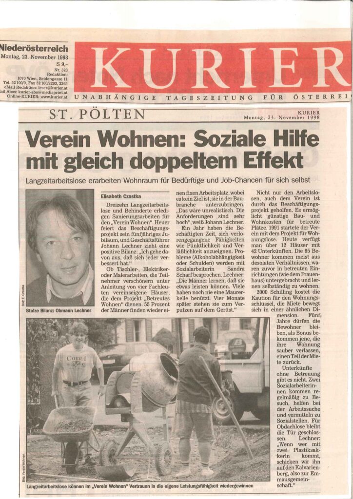 Kurier Artikel vom 23.11.1998.